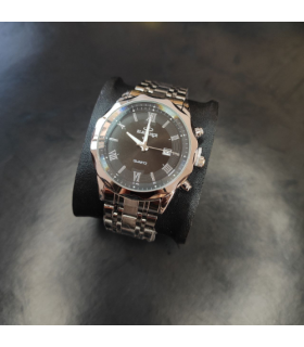 ساعت مدل الگانس مردانه رنگ نقره ای صفحه مشکی کد 576