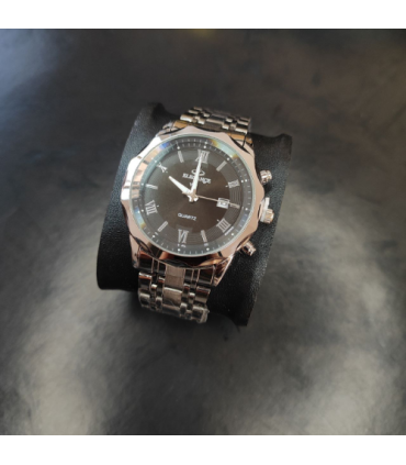 ساعت مدل الگانس مردانه رنگ نقره ای صفحه مشکی کد 576