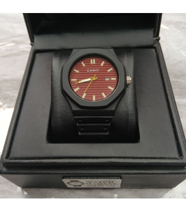 ساعت جیشاک مدل کاسیو بند مشکی صفحه زرشکی کد 447